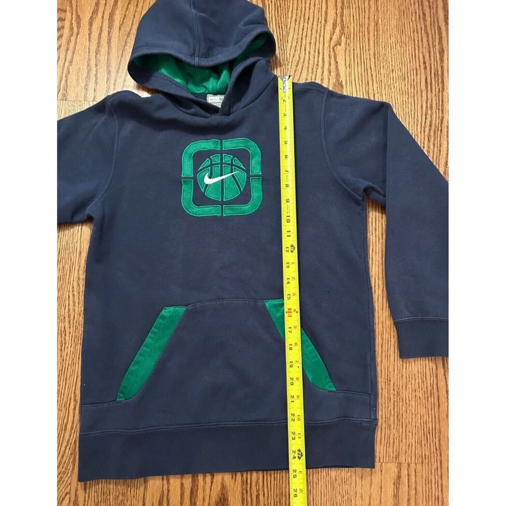 Nike Boys Hoodie Youth M 10-12 Navy Green Baseball Logo Pullover